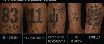Tatuagens oficiais: 83 Paraíba, 11 território, cacto e sol, fé e família